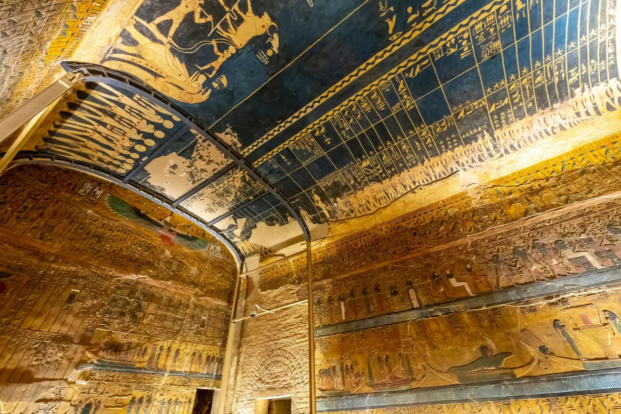 Interior view of the painted ceiling in the Tomb of Seti I in the Valley of the Kings