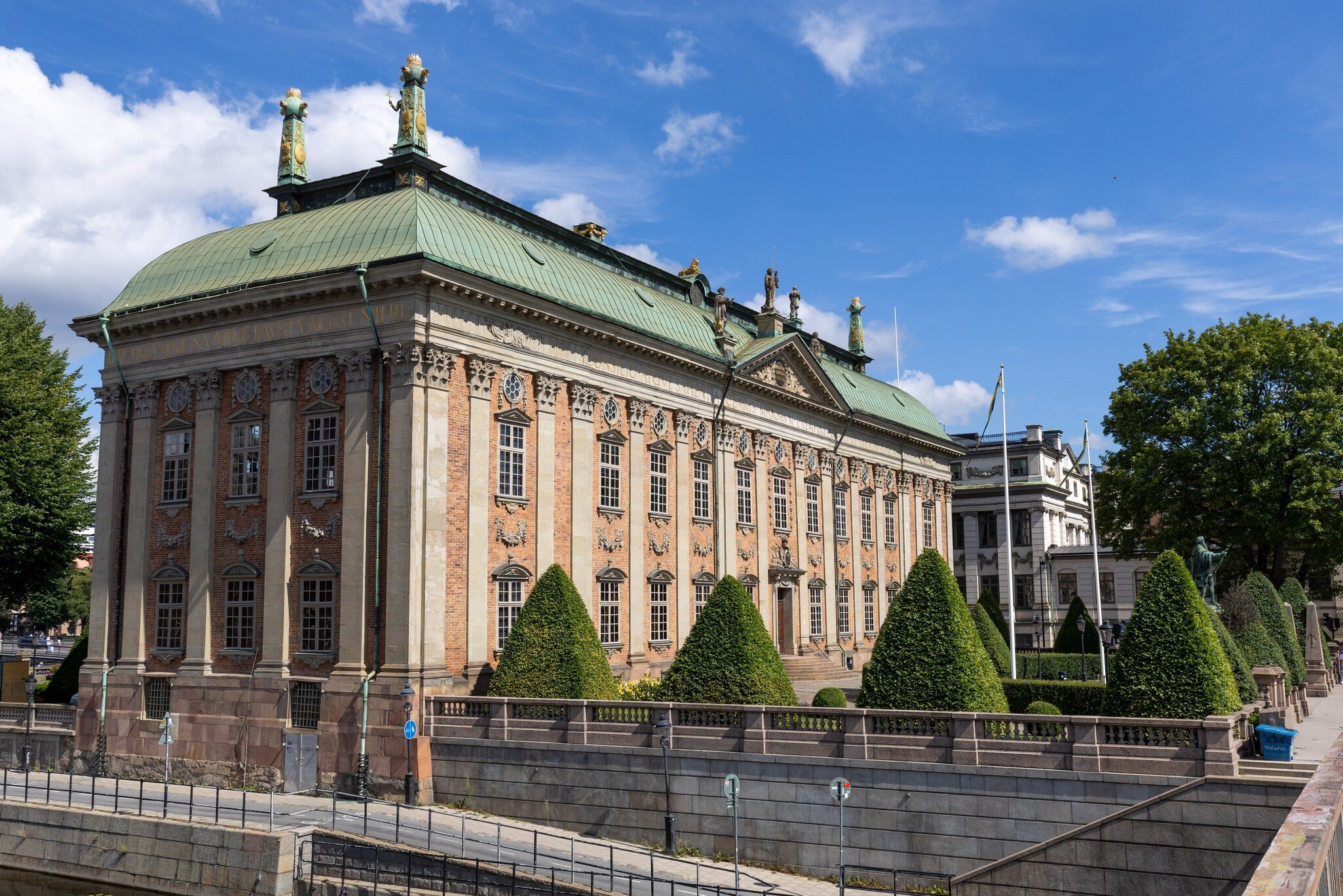 Stockholm, Sweden - July 16 2024: Street view of riddarhuset stone building and park. No visible people, License Type: media, Download Time: 2026-04-09T10:15:42.000Z, User: esterpyykko45, Editorial: true, purchase_order: 65050 - Digital Destinations and Articles, job: Lonely Planet, client: app content, other: Ester Pyykko