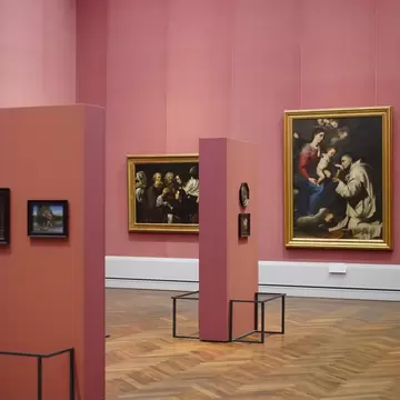 Interior exhibition hall of Gemäldegalerie in Berlin, Germany. 