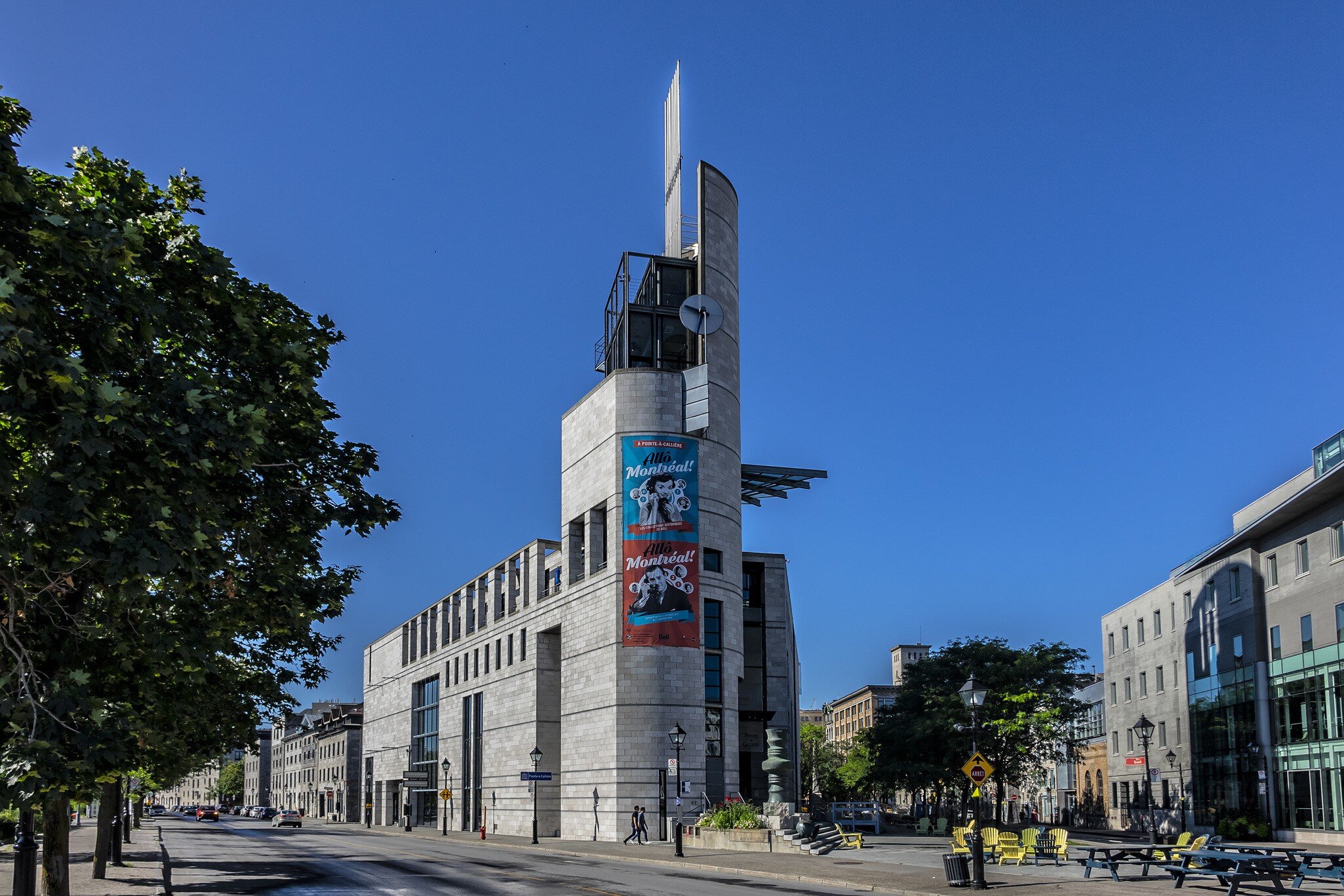 AUGUST 13, 2017: Exterior of Pointe a Calliere, a museum of archaeology and history in Old Montreal.
