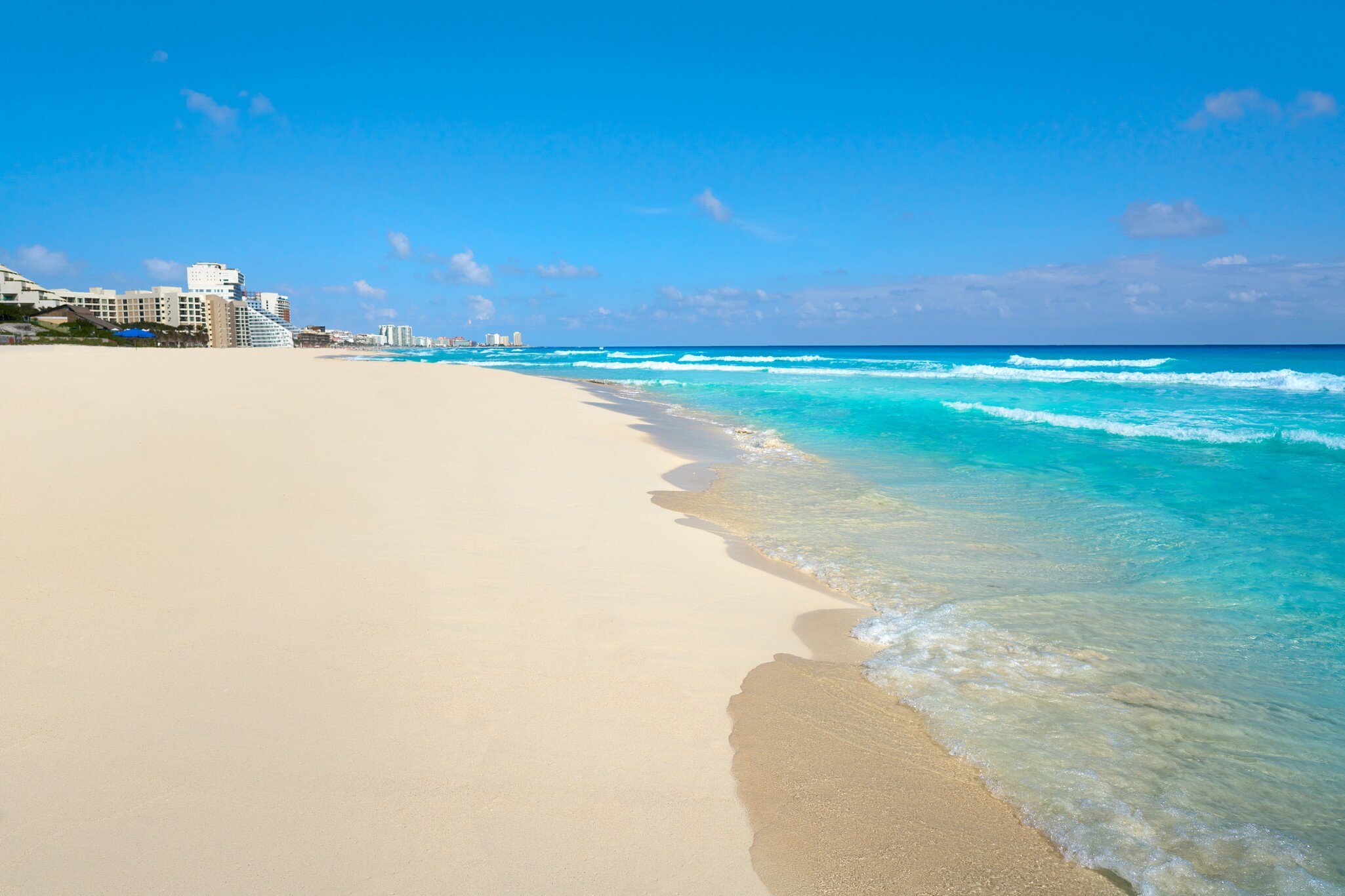 View of Playa Marlin in Cancún, Mexico.
