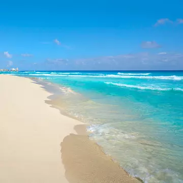 View of Playa Marlin in Cancún, Mexico.