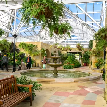 Interior of the conservatory in Royal Tasmanian Botanical Gardens. Hobart, Tasmania, Australia.