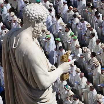 Catholic clergy attend Holy Mass on on the second day of mourning for Pope Francis on April 27, 2025 in Vatican City. Christopher Furlong/Getty Images