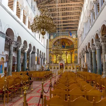 THESSALONIKI, GREECE - DECEMBER 29: Interior of the Basilica of Hagios Demetrios on December 29, 2015 in Thessaloniki, Greece. Saint Demetrios is the patron saint of Thessaloniki city.; Shutterstock ID 753257872; your: Barbara Di Castro; gl: 65050...