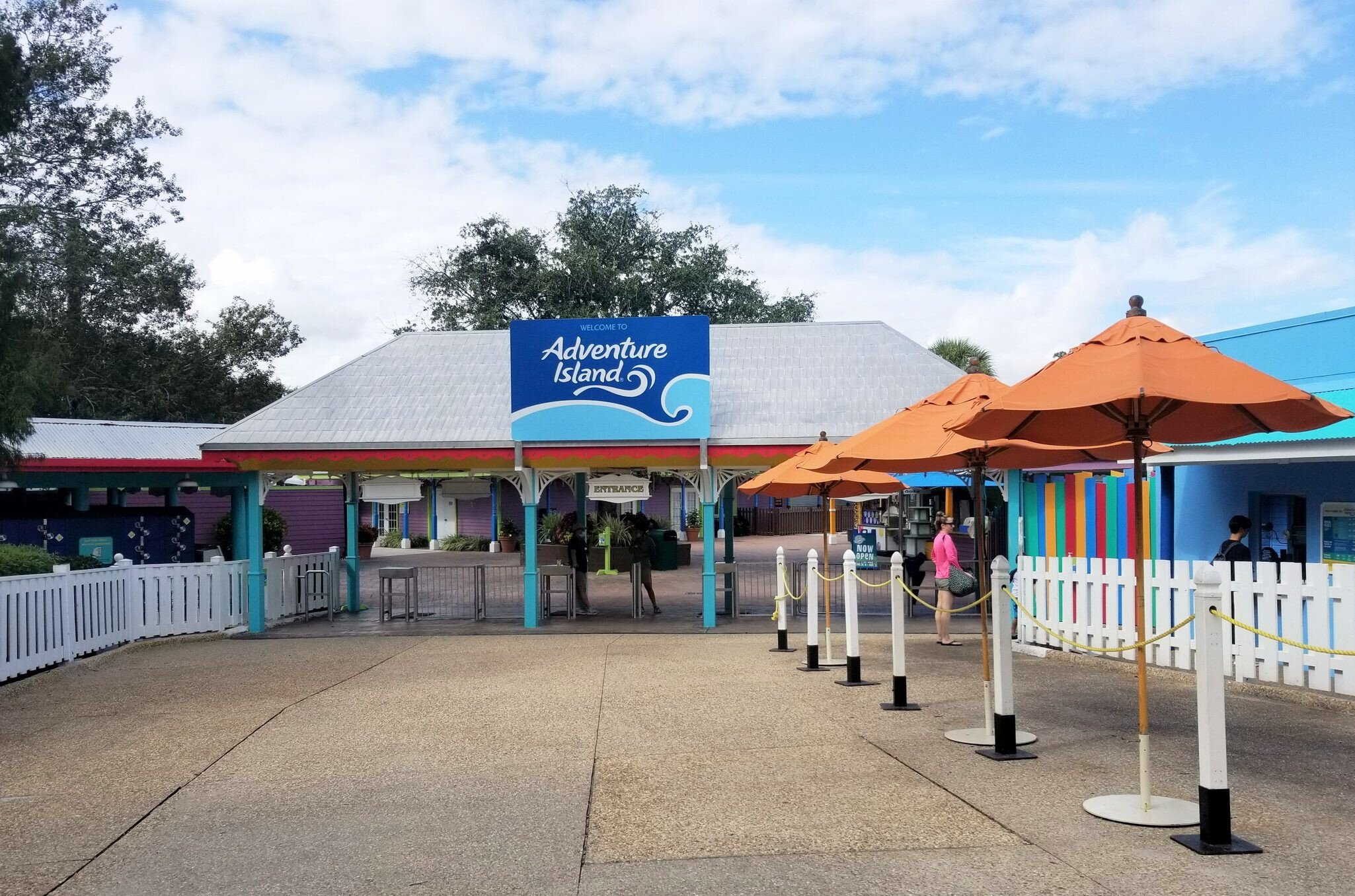 Tampa, Florida, U.S.A - November 4, 2021 - The empty front entrance at Adventure Island Water Park; Shutterstock ID 2091524860; your: Bridget Brown; gl: 65050; netsuite: Online Editorial; full: POI Image Update