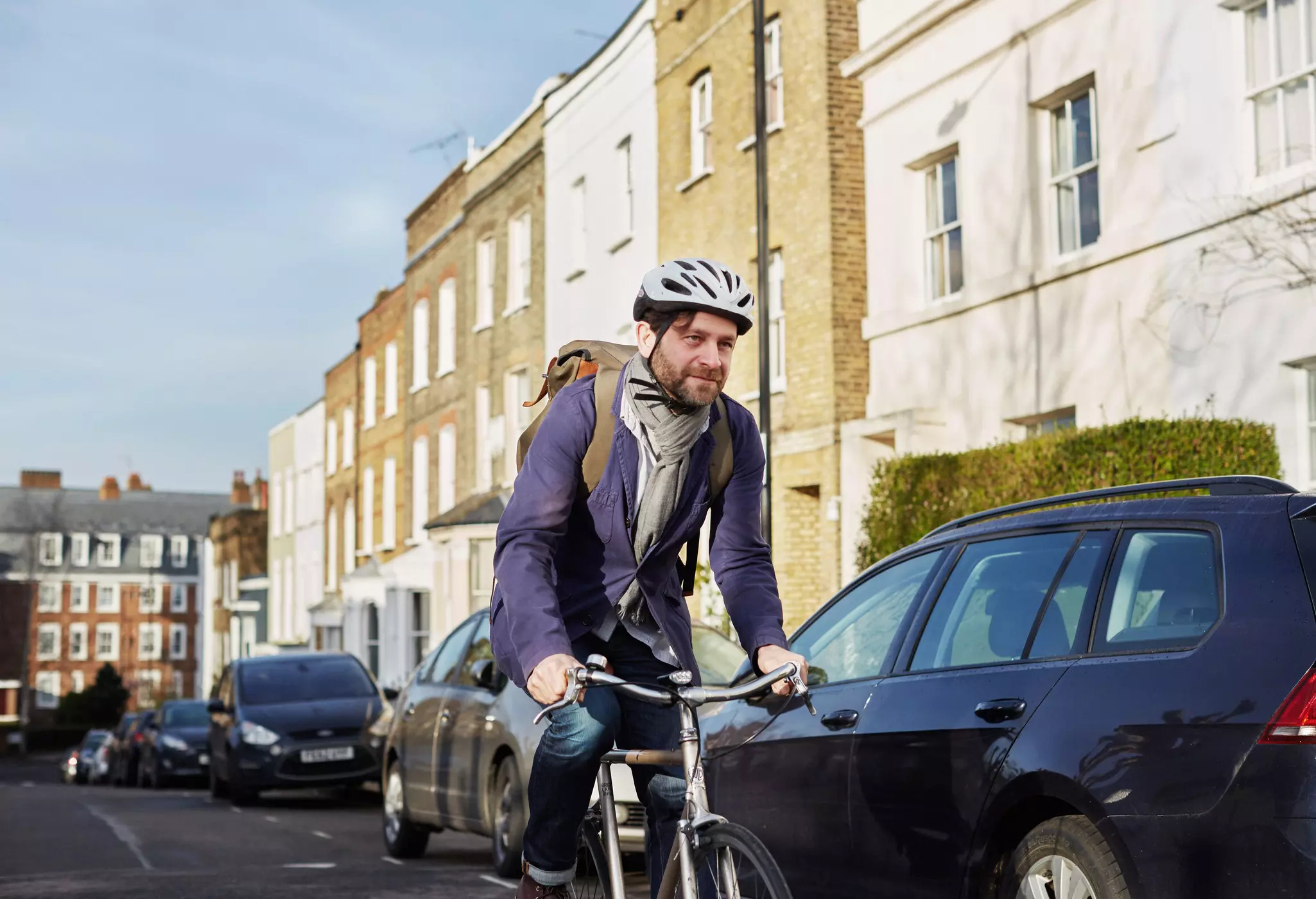 When riding your bike down narrow London streets, it’s safest to stick to the middle of the road © Patrick Fraser / Getty Images