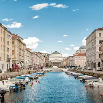 Wide angle view of the Canal Grande in Trieste, Italy.