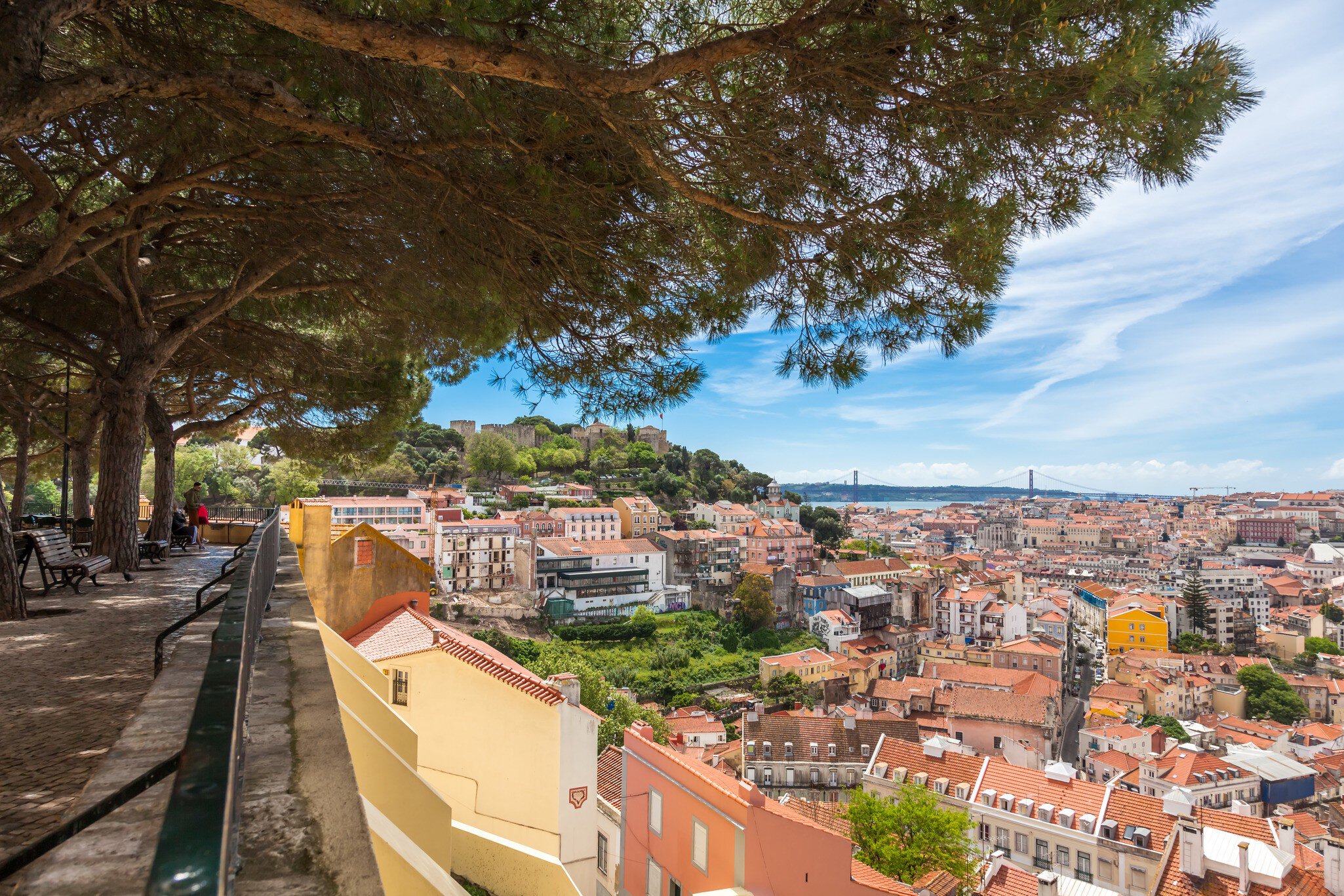 Miradouro da Graca viewpoint in Lisbon, Portugal.