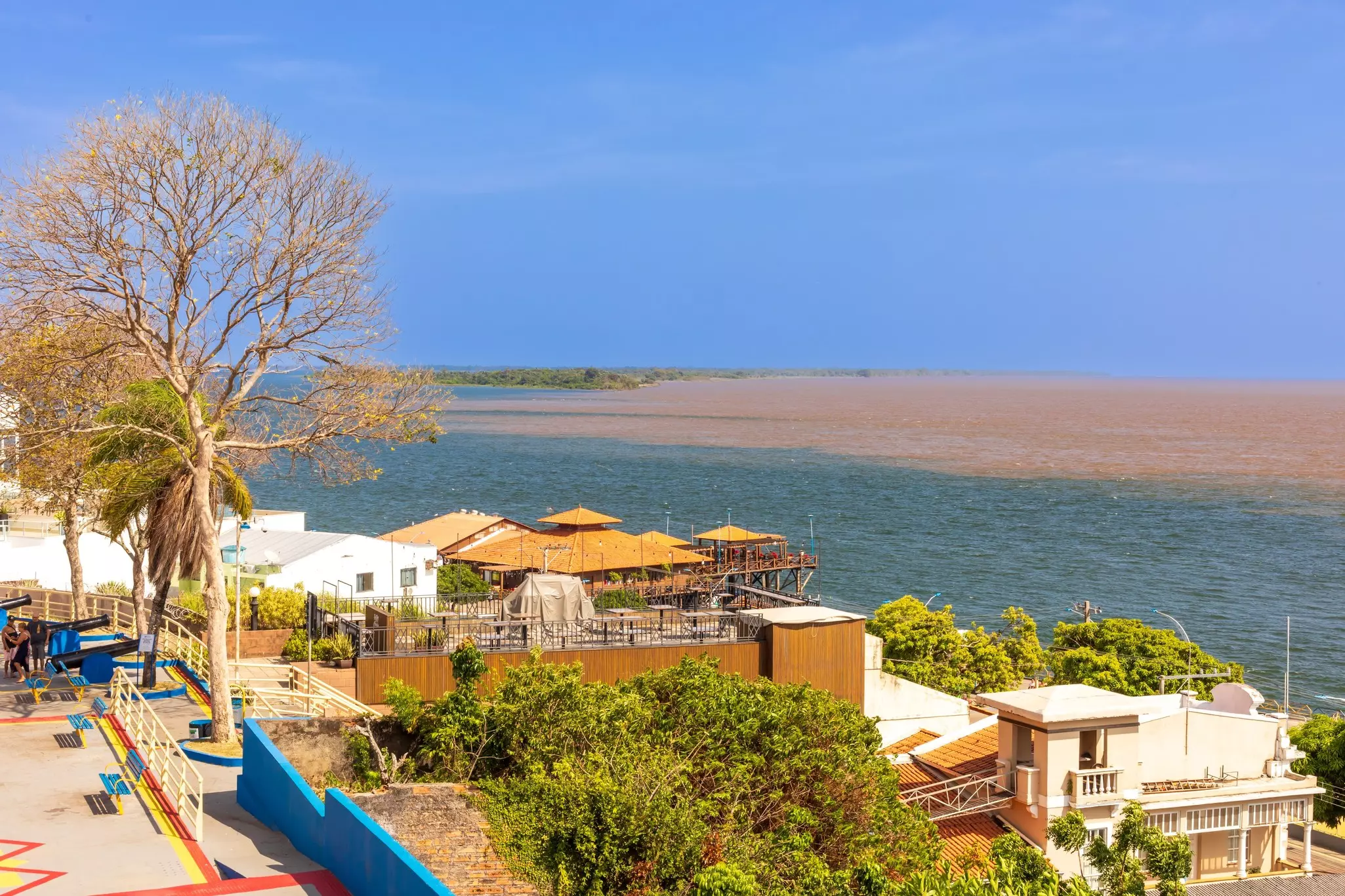 Santarém - Pará - Brasil - SEP 20 2025: The Meeting of the Waters between the Amazon River and the Tapajós River