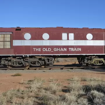 The Old Ghan Locomotive Train. The Ghan is an Australian passenger train service between Adelaide, Alice Springs and Darwin on the Adelaide - Darwin railway. 
