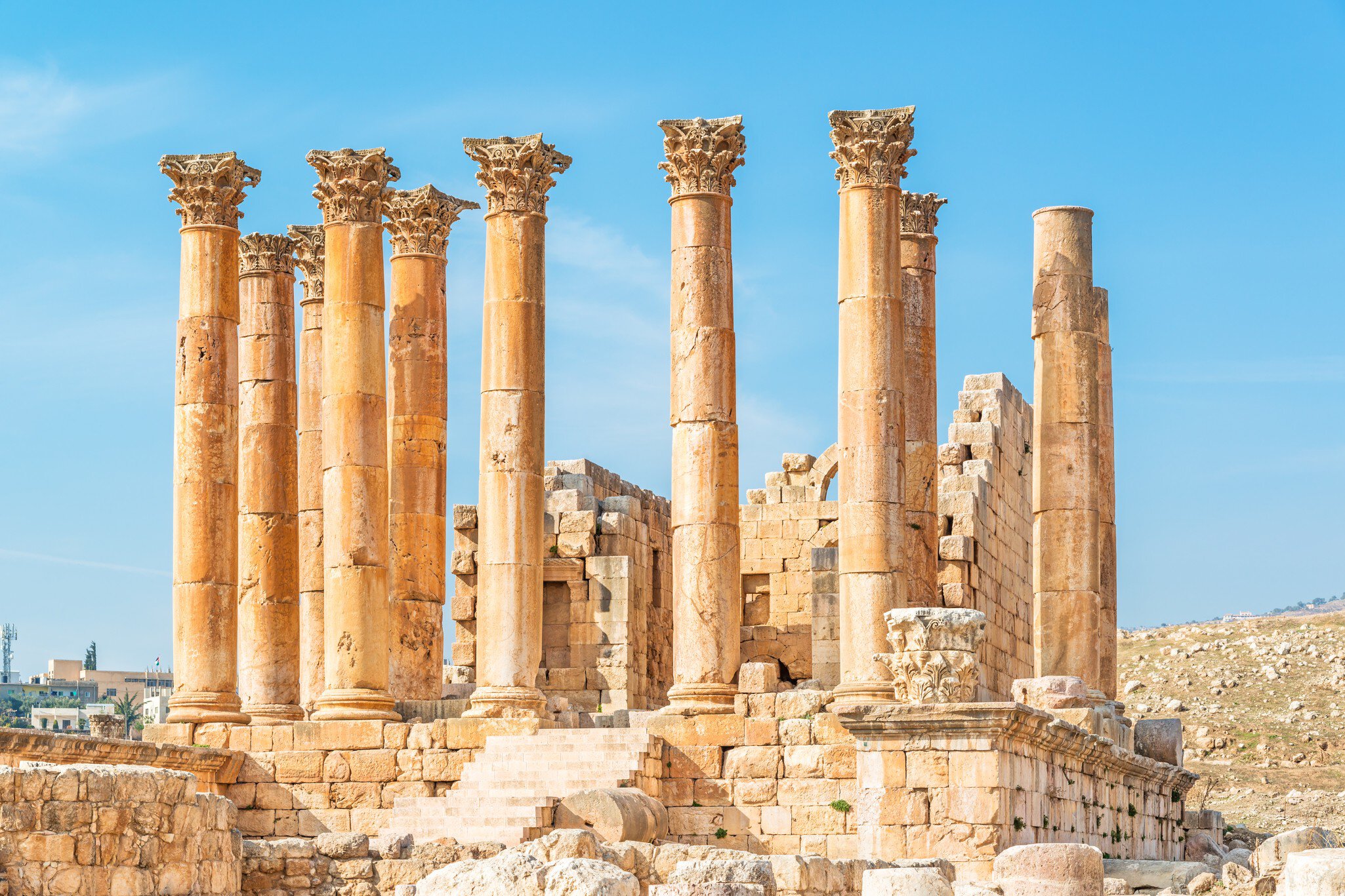 Temple of Artemis in the ancient Roman city of Gerasa, preset-day Jerash, Jordan. It is located about 48 km north of the capital Amman.; Shutterstock ID 236552494;
