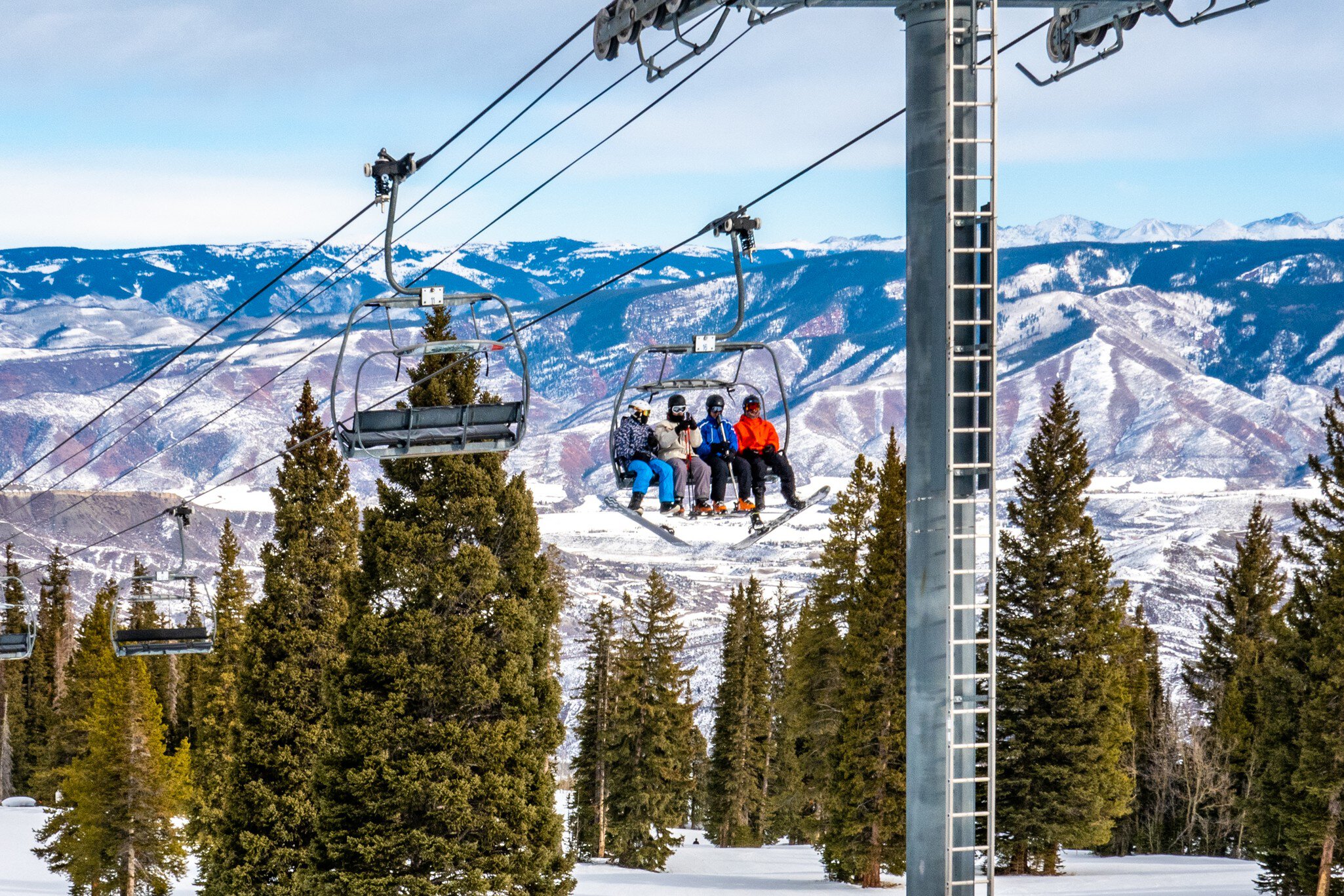 Aspen Snowmass ski resort, in the Rocky Mountains of Colorado.