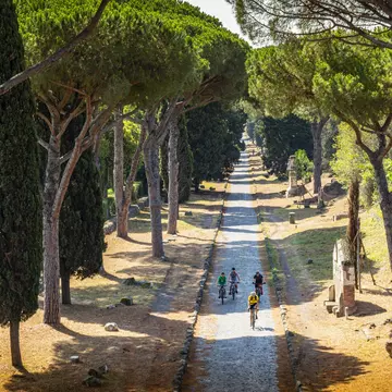 Cyclists along the ancient Appian Way near Rome. Guido Cozzi/Atlantide Phototravel/Getty Images