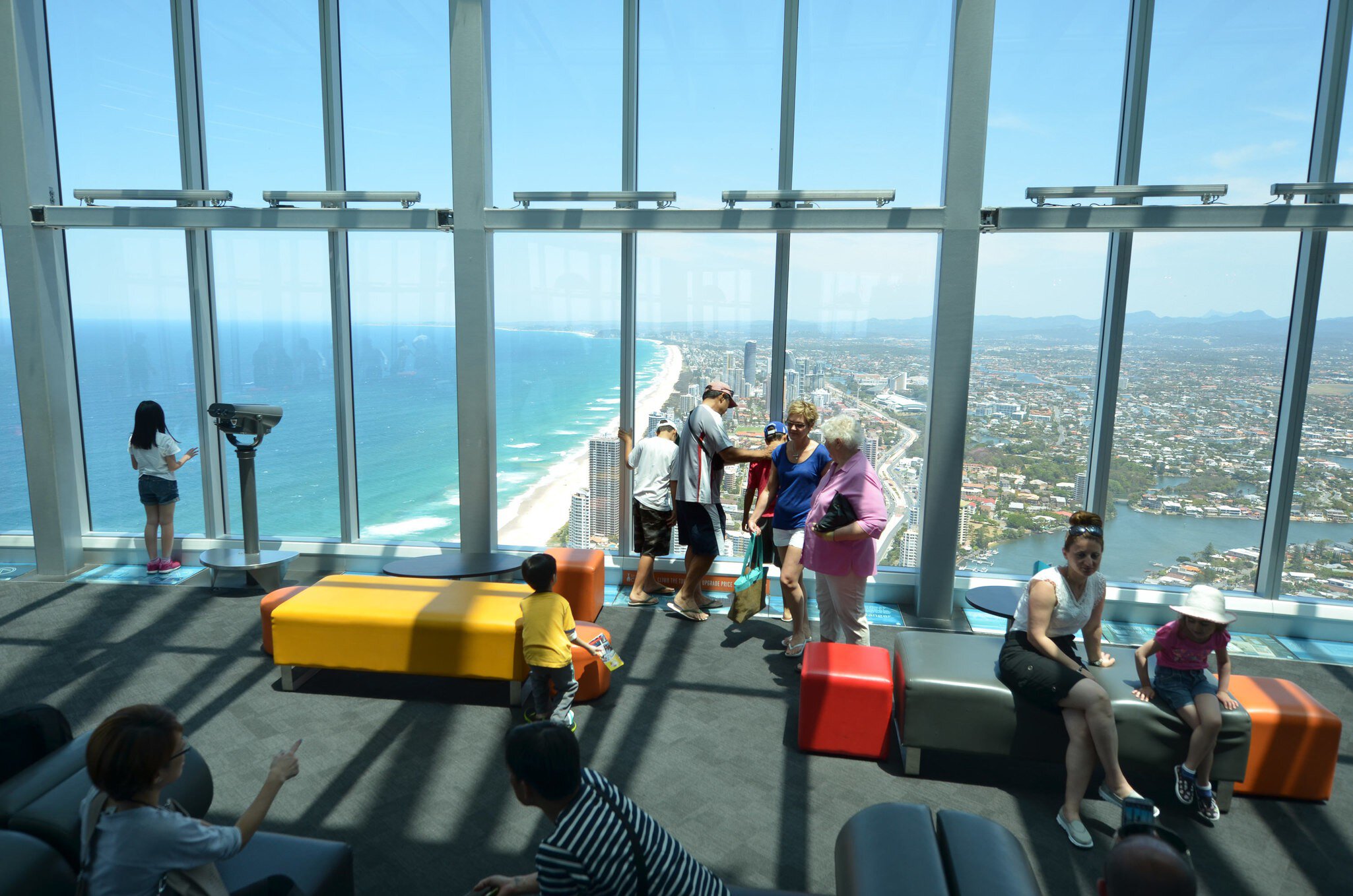 SURFERS PARADISE - NOV 14 2014:Visitors in Skypoint observation deck.It located 230 metres (750 ft) off the ground at the top of the Q1 on the Gold Coast, Australia.
233712793
commonwealth, australia, australian, travel, view, urban, landmark, holiday, people, center, architecture, city, buildings, tourism, vacation, queensland, landscape, cityscape, skypoint, q1, cbd, qdeck, destination, coast, seen, deck, business, central, east, one, tourist, district, number, gold, sight, observation