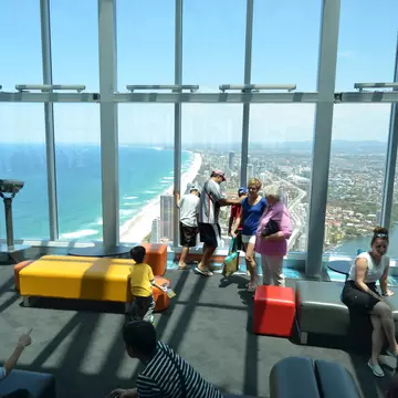 SURFERS PARADISE - NOV 14 2014:Visitors in Skypoint observation deck.It located 230 metres (750 ft) off the ground at the top of the Q1 on the Gold Coast, Australia.
233712793
commonwealth, australia, australian, travel, view, urban, landmark, holiday, people, center, architecture, city, buildings, tourism, vacation, queensland, landscape, cityscape, skypoint, q1, cbd, qdeck, destination, coast, seen, deck, business, central, east, one, tourist, district, number, gold, sight, observation