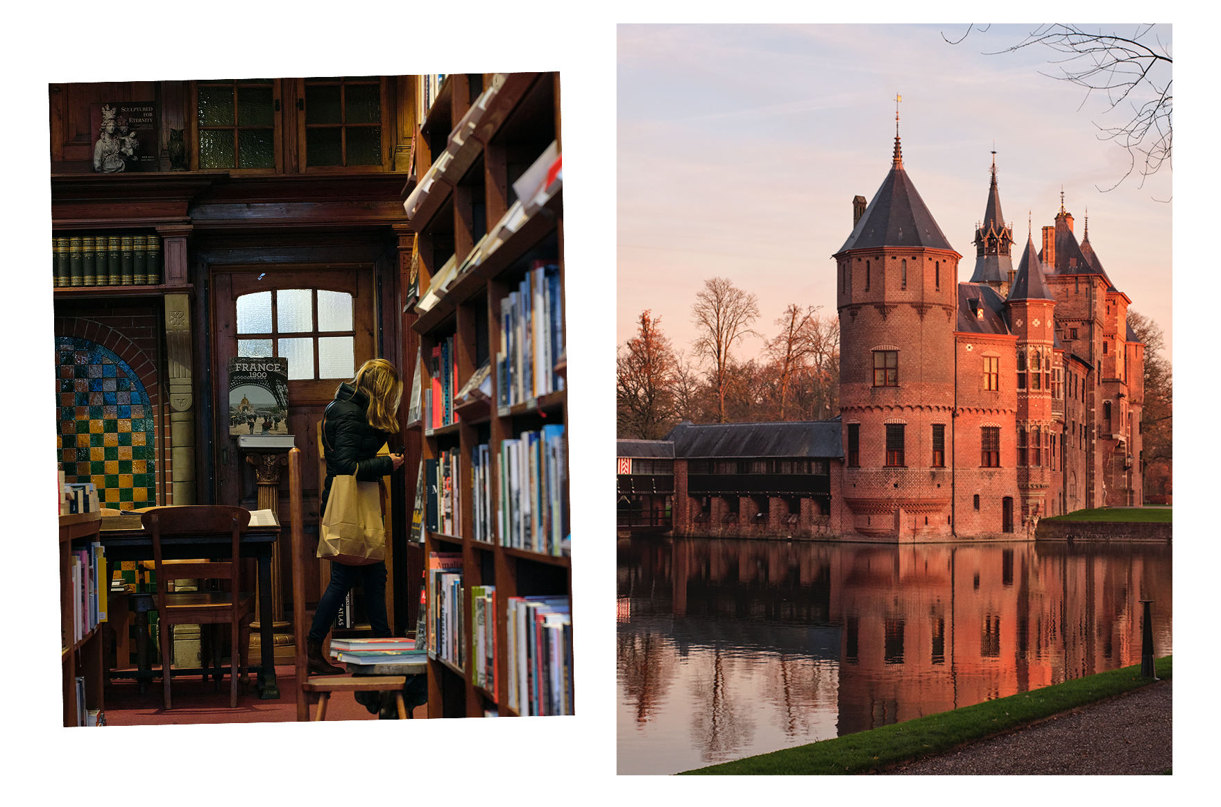 Left: Boekhandel Den Boer. Right: Castle De Haar