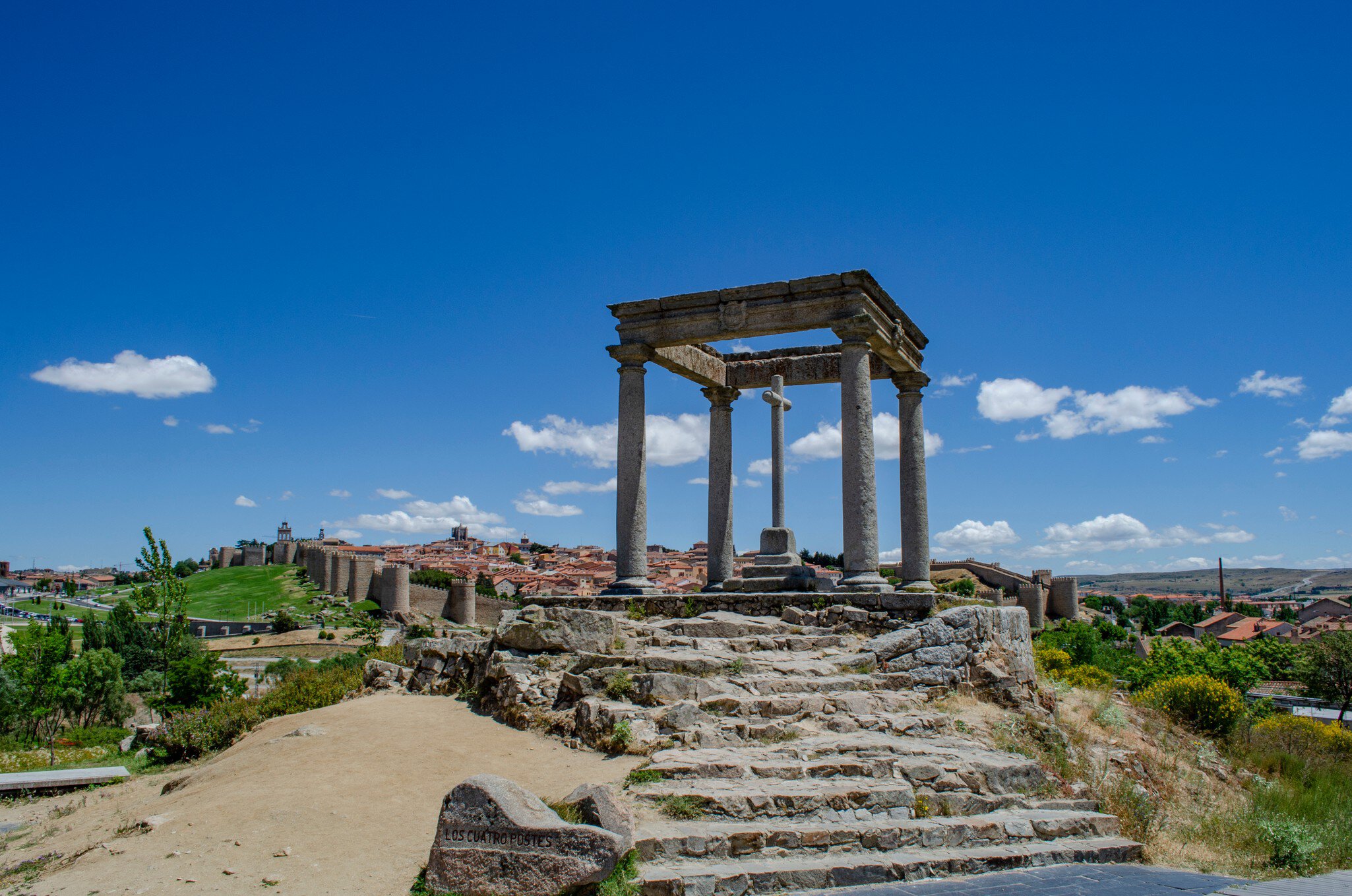 Ãvila, medieval walled city and The four posts, monument in Castile and Leon, Spain; Shutterstock ID 1477036061;