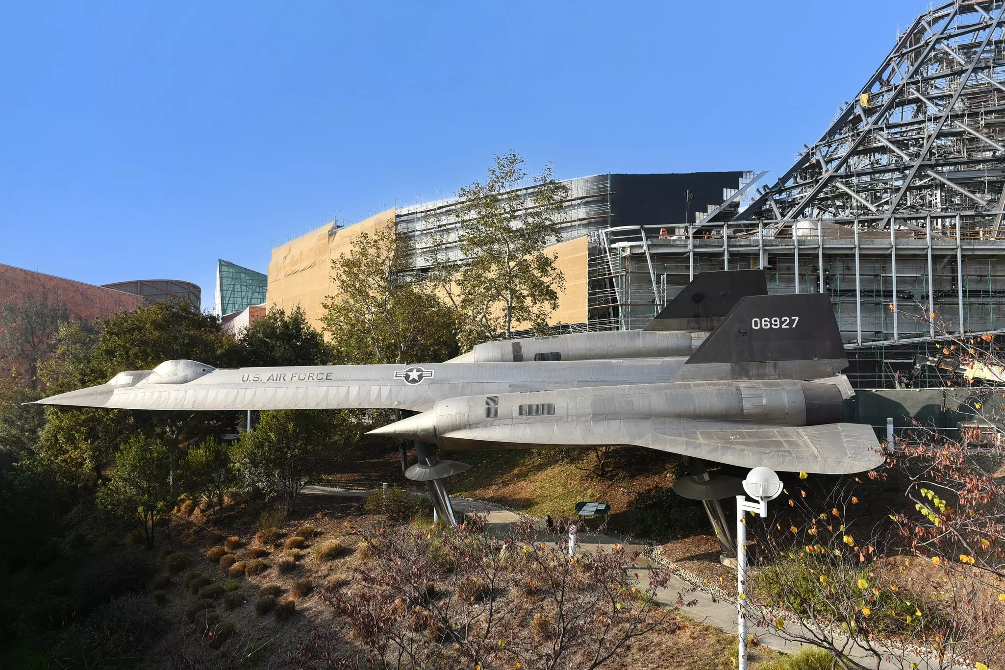 The Lockheed A-12 Blackbird outside the California Science Center in Los Angeles, California, USA.