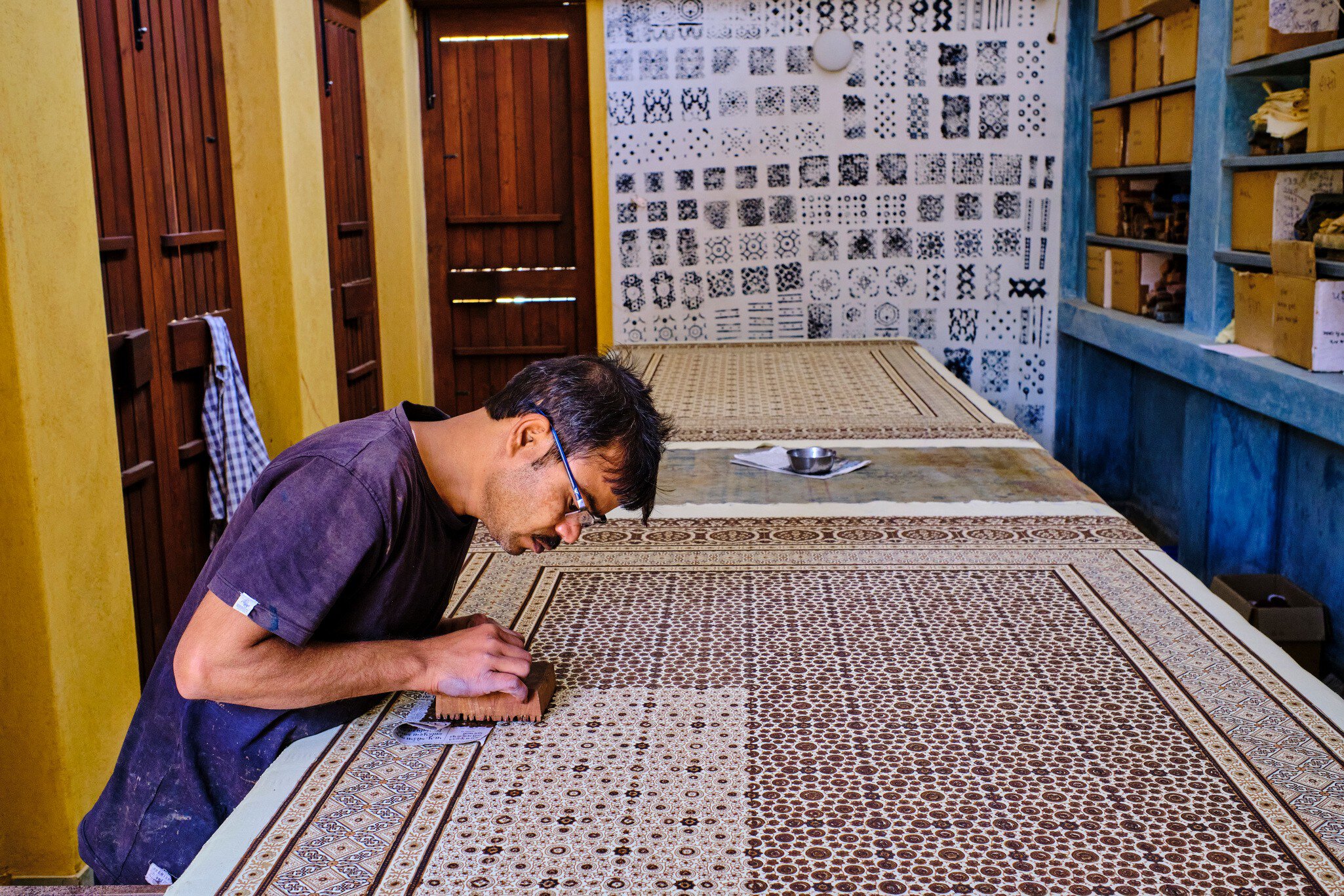 Ajrak block printing in Gujarat.