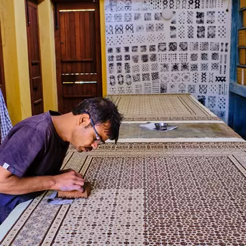 Ajrak block printing in Gujarat.