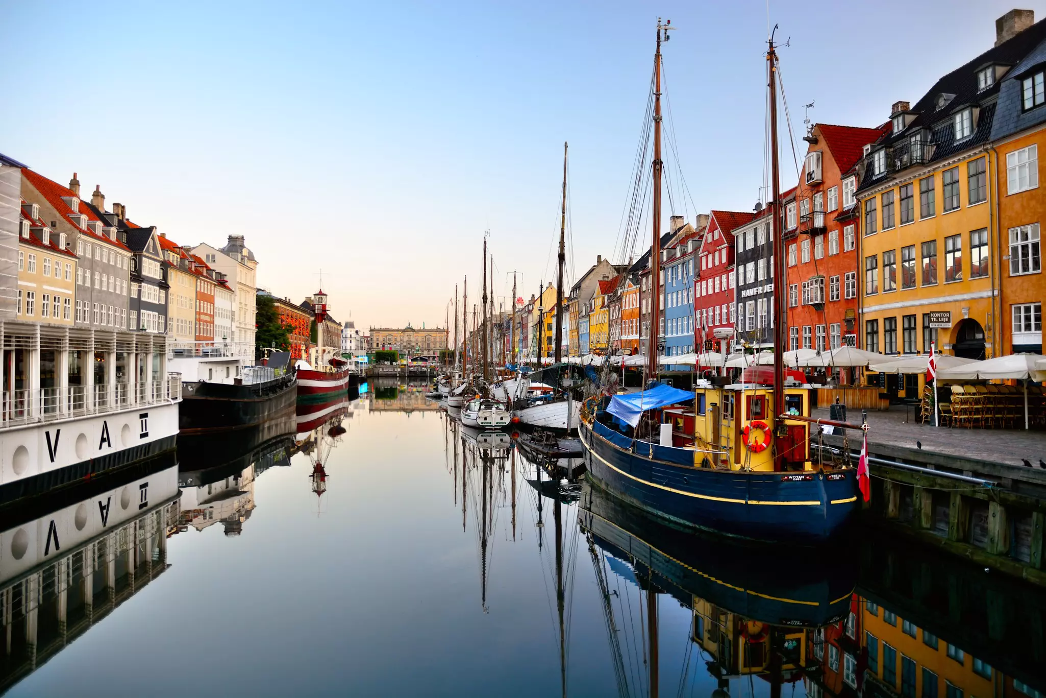 The waterfront area of Nyhavn in Copenhagen, Denmark
