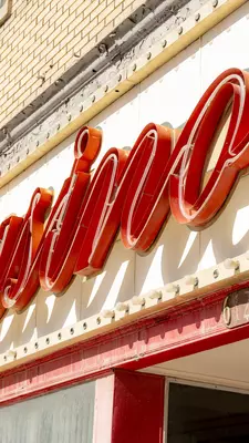 Vintage architectural elements outside a casino in Ely