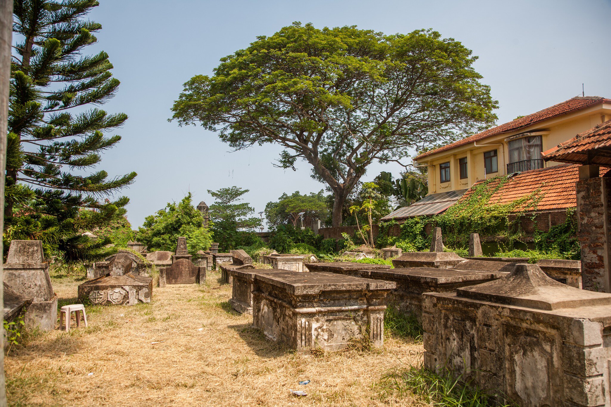 View of the Dutch Cemetery of Cochin (Kochi), Kerala, India.