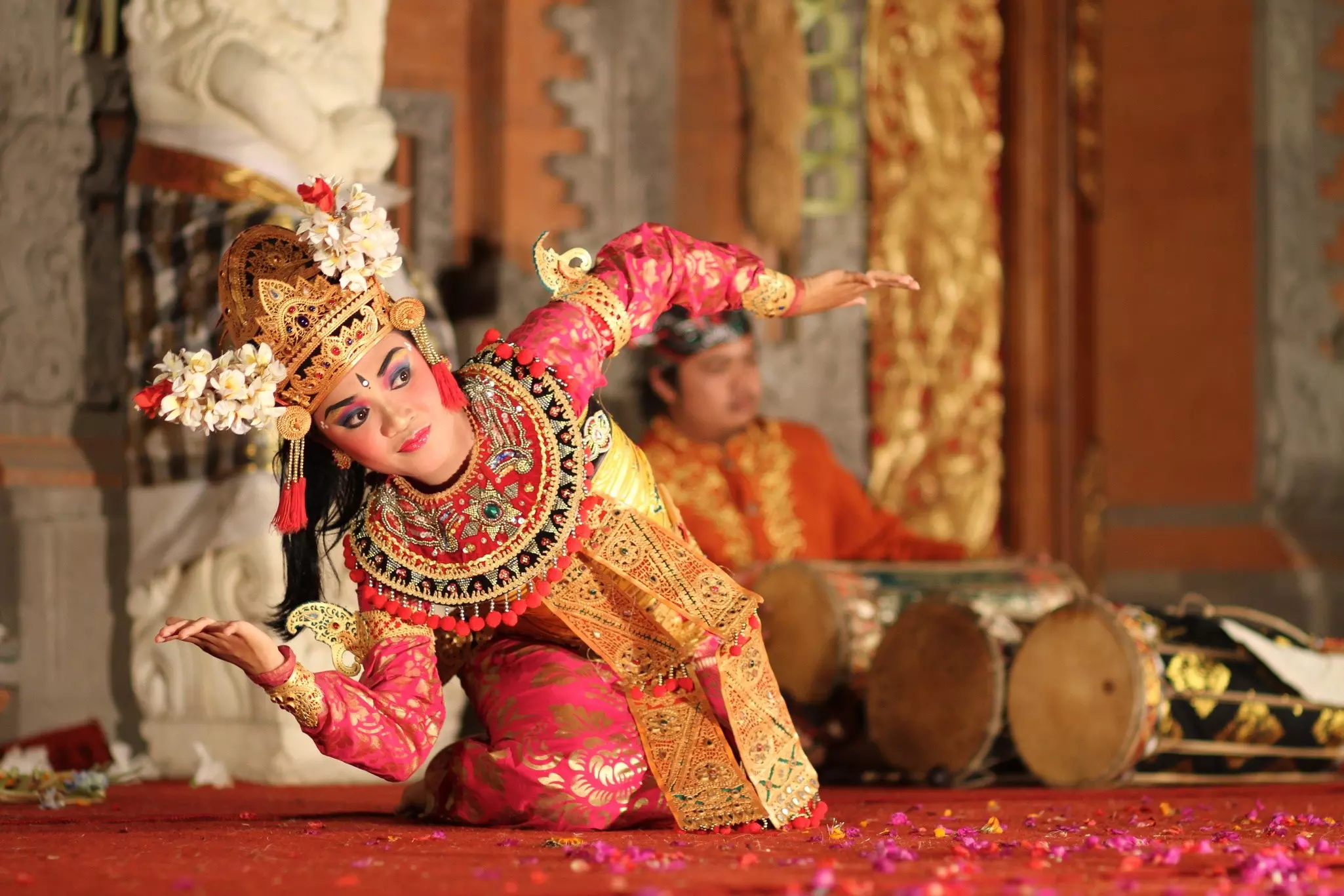A traditional dancer performs at Ubud Palace, Bali, Indonesia.