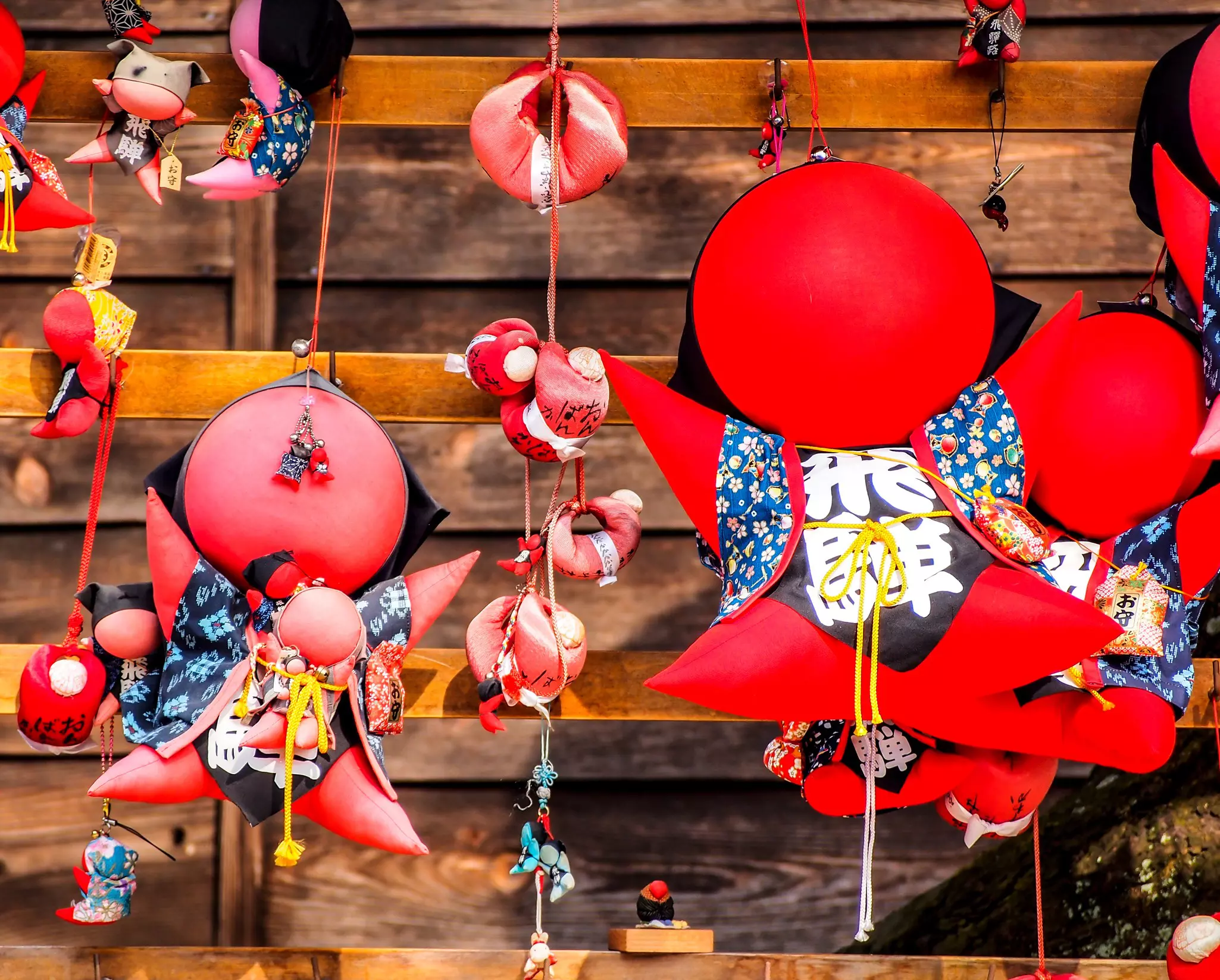 The monkey doll called sarubobo at a shrine in Takayama, Japan. The villager believe that this doll is the sign of healthy for their children.