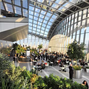 View of the landscaped Sky Garden in London, UK.