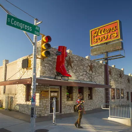 A street performer on South Congress Street in Austin.