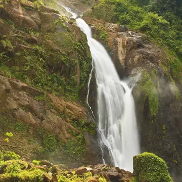 Misty Catarata Manantial de Agua Viva waterfall - near Bigagual, Costa Rica - the tallest waterfall in Costa Rica.
