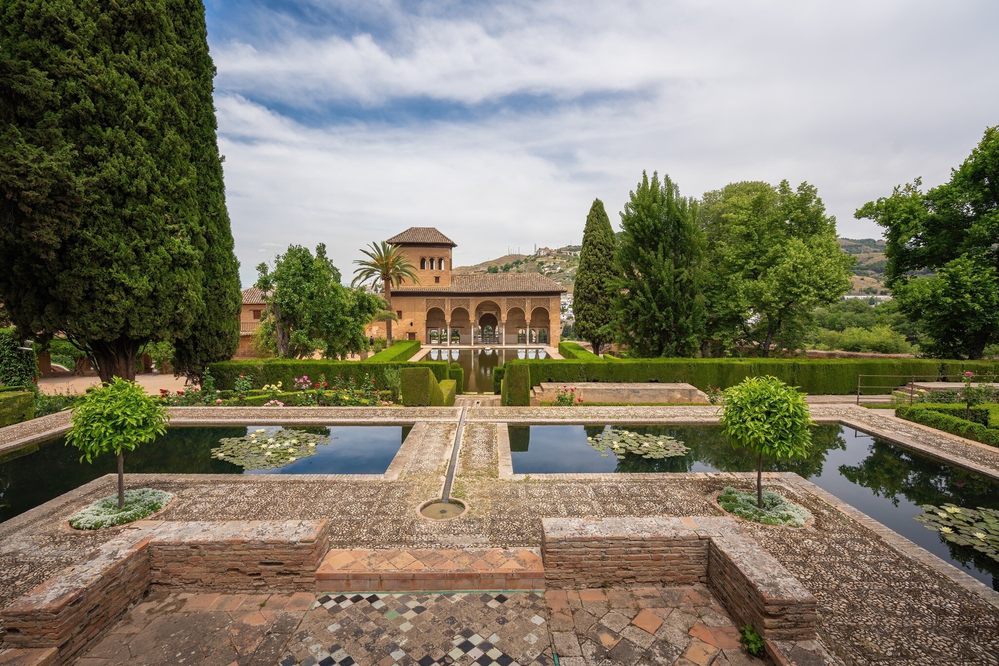 Granada, Spain - May 24, 2019: Partal Palace and Gardens at El Partal area of Alhambra - Granada, Andalusia, Spain; Shutterstock ID 2314804925;