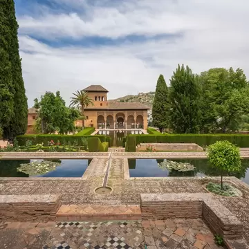 Granada, Spain - May 24, 2019: Partal Palace and Gardens at El Partal area of Alhambra - Granada, Andalusia, Spain; Shutterstock ID 2314804925;