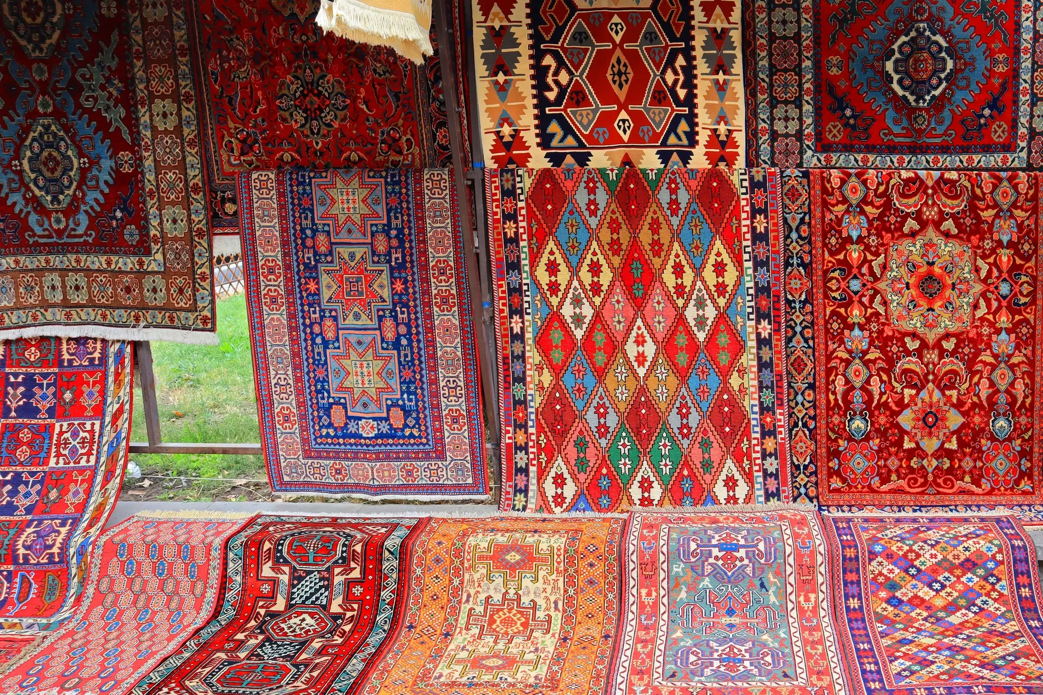 Traditional Armenian carpets at the Vernissage market in Yerevan