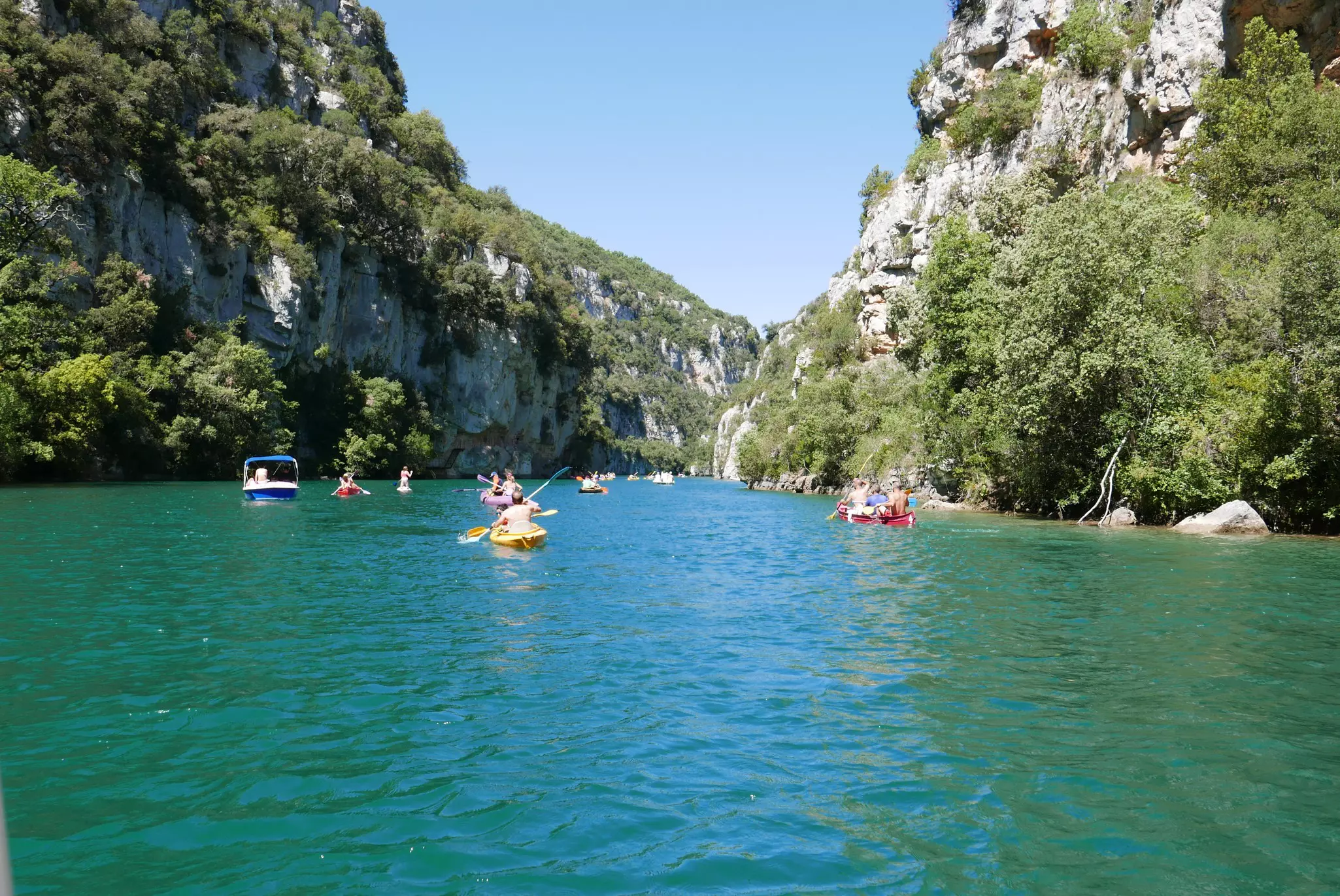 Boating on Esparron Lake, France, in the Gorges du Verdon.