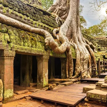 Wander through the timeworn gateways of Angkor Wat, one of the highlights of Asia. Framalicious/Shutterstock