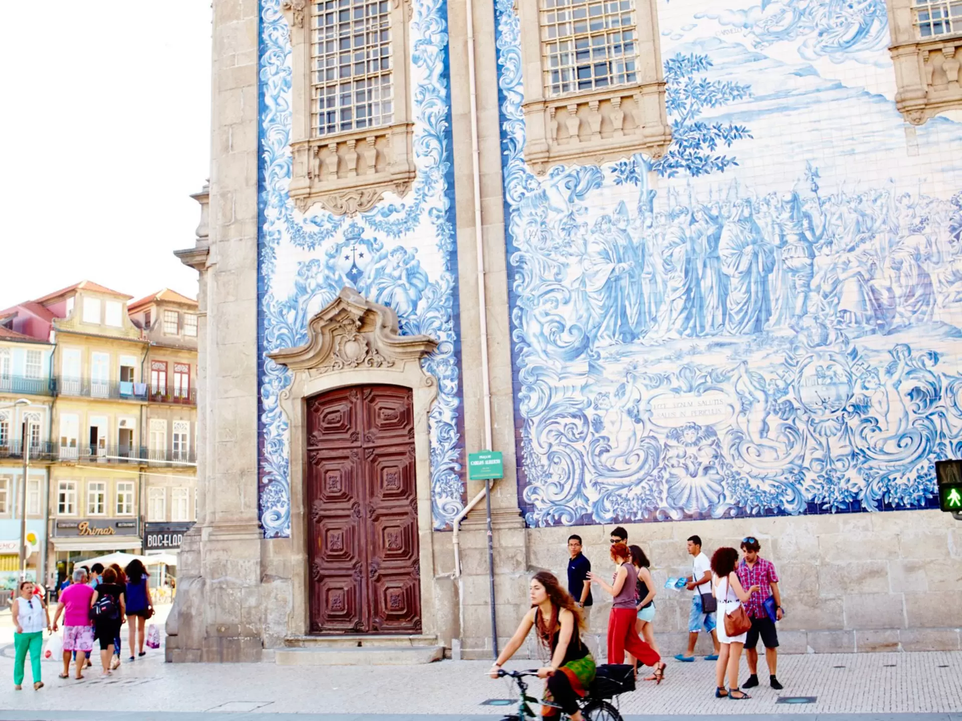 A church decorated with azulejo tiles in Porto, Portugal. 