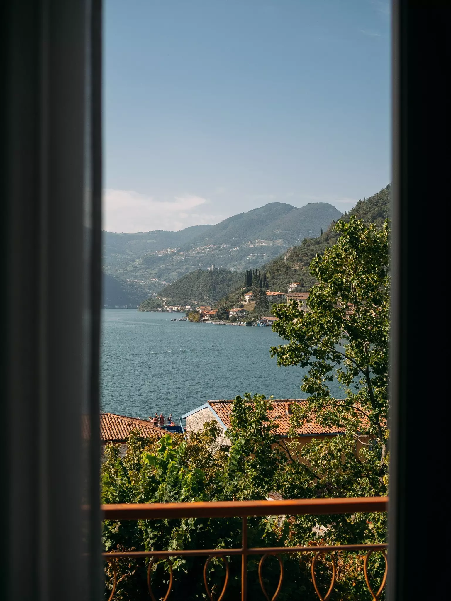 Beautiful view of lake Iseo with mountains, Italy