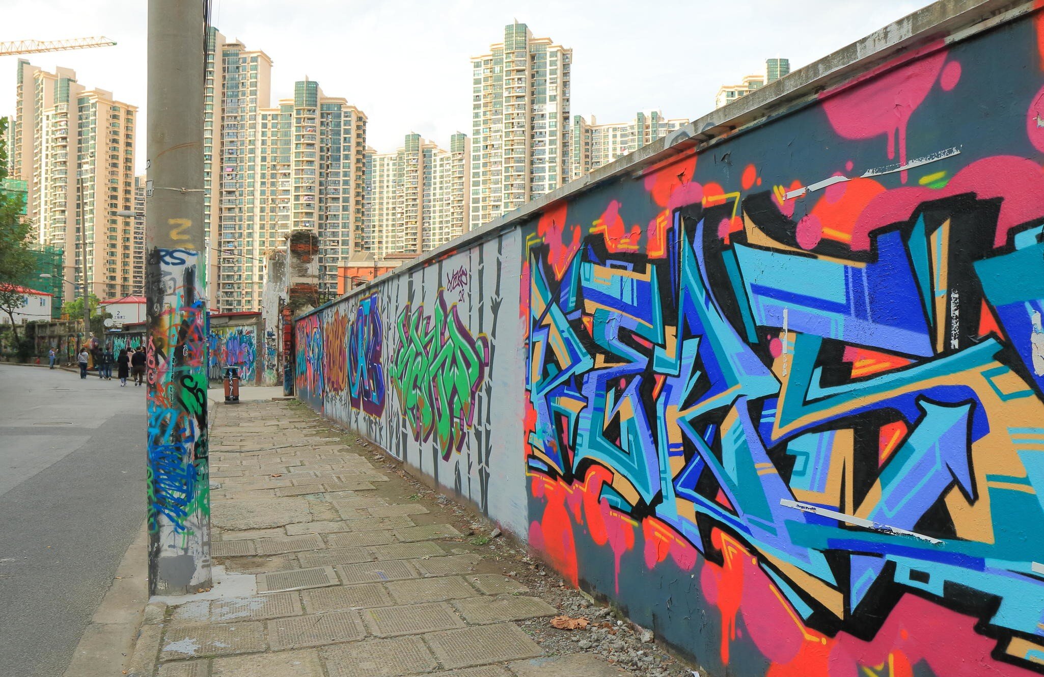 **RIGHTS MANAGED** uploaded for use on the LP app Graffiti on Moganshan Road in Shanghai China. Moganshan Road known as M50 is a contemporary art district in Shanghai.