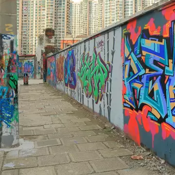 **RIGHTS MANAGED** uploaded for use on the LP app Graffiti on Moganshan Road in Shanghai China. Moganshan Road known as M50 is a contemporary art district in Shanghai.
