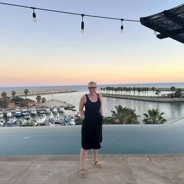 Destination Editor Melissa Yeager on the rooftop of El Ganzo Hotel in San José del Cabo, Mexico.