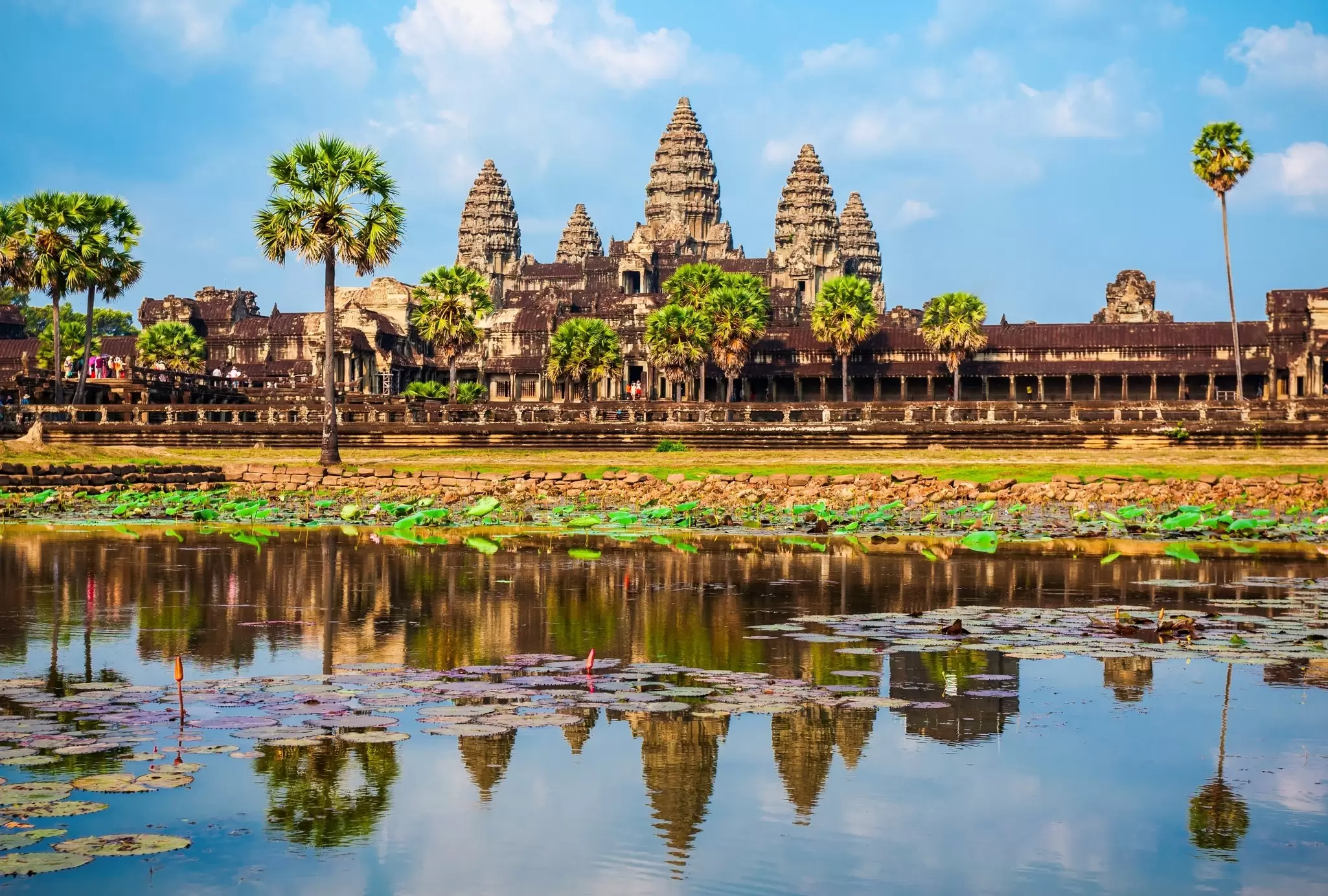 Angkor Wat temple in Siem Reap in Cambodia. Angkor Wat is the largest religious monument in the world.