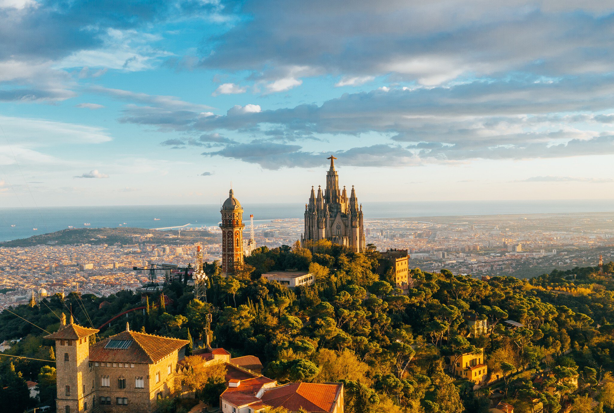 Temple of the Sacred Heart of Jesus at Mount Tibidabo, Barcelona, Spain.
