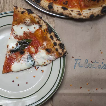 A classic margherita at Roberta's Pizza