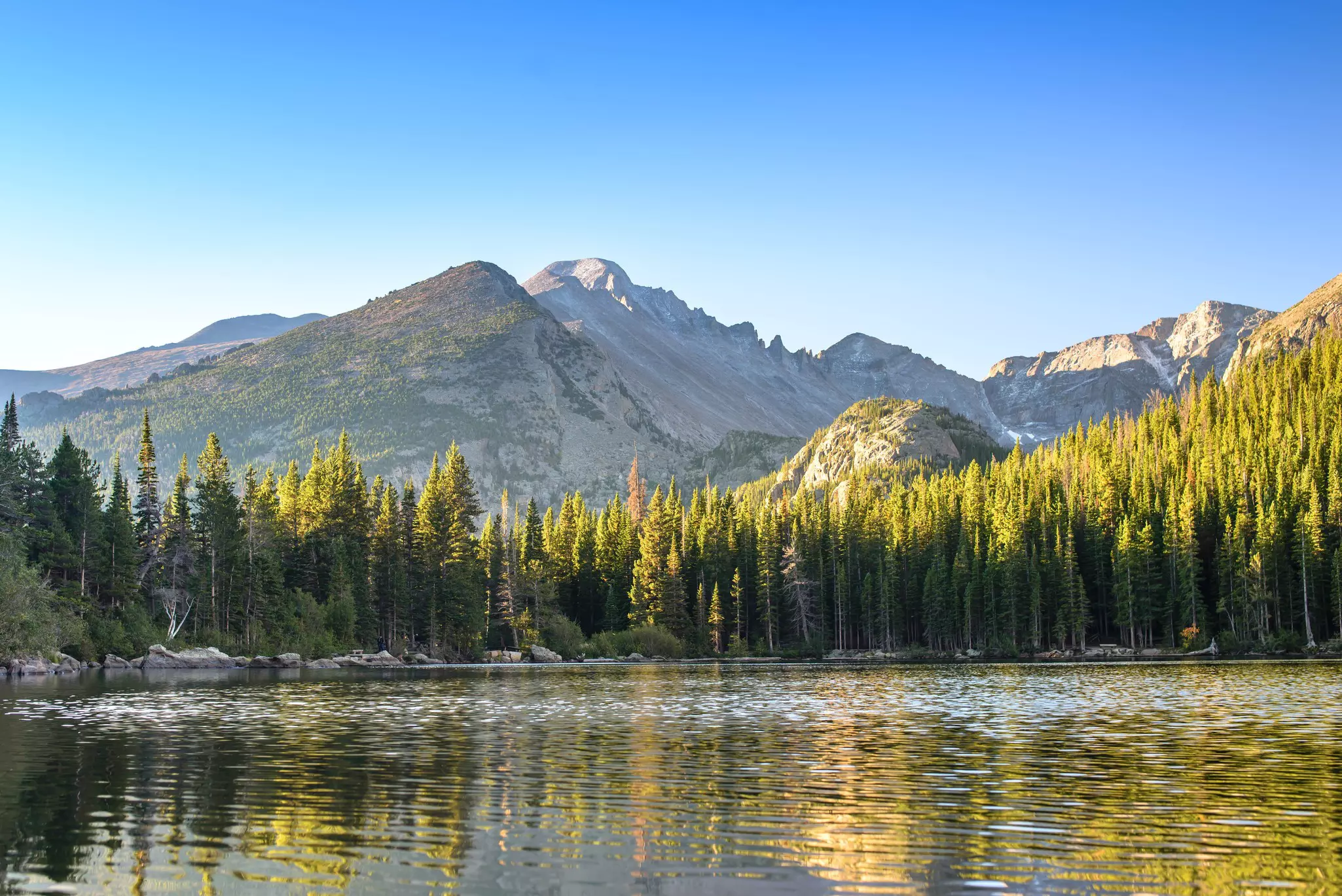 Bear Lake at sunrise. Rocky Mountain National Park, Colorado, USA.
