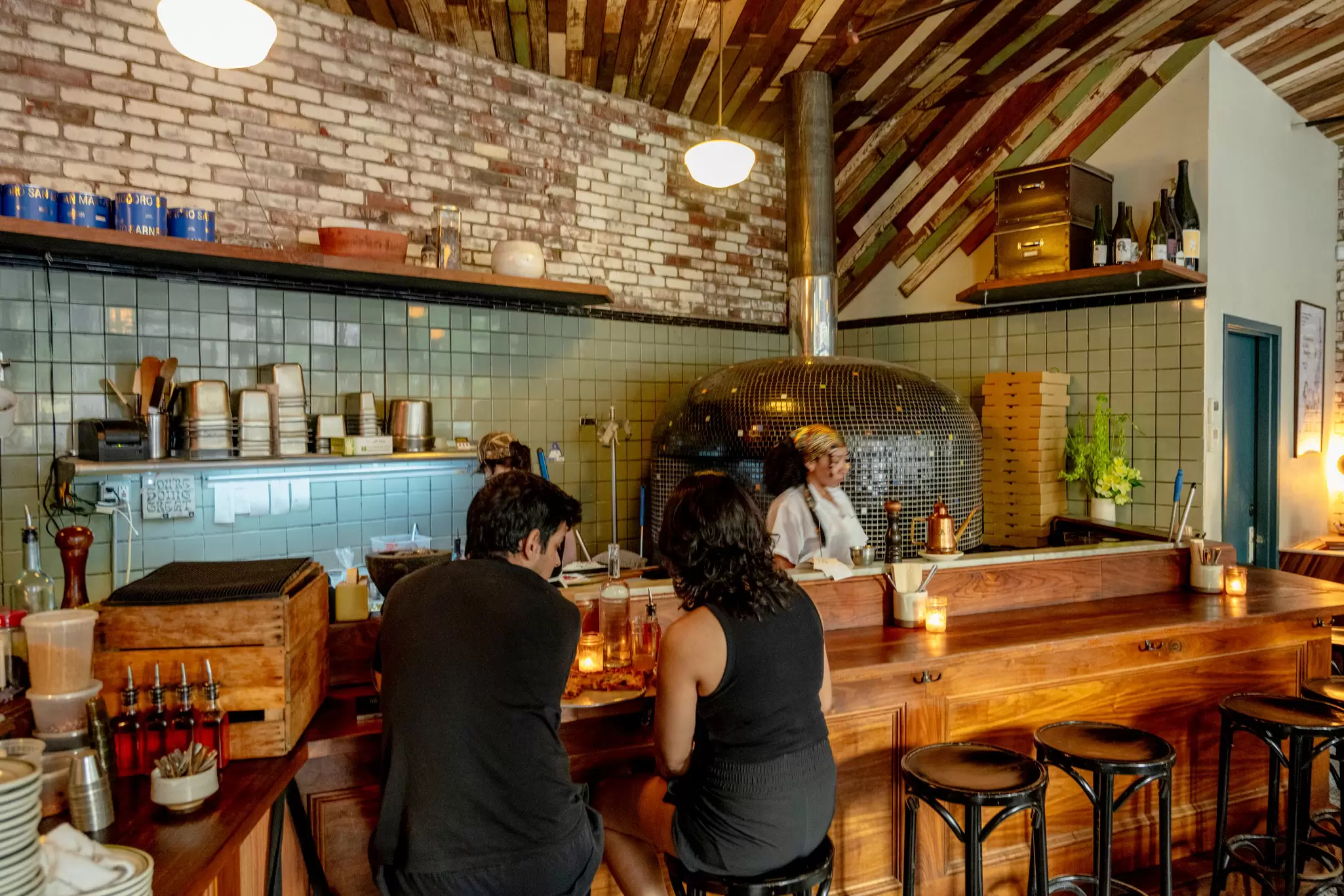 BROOKLYN, NEW YORK. JUNE 2026. 
OPS restaurant and pizza, Bushwick, Brooklyn.