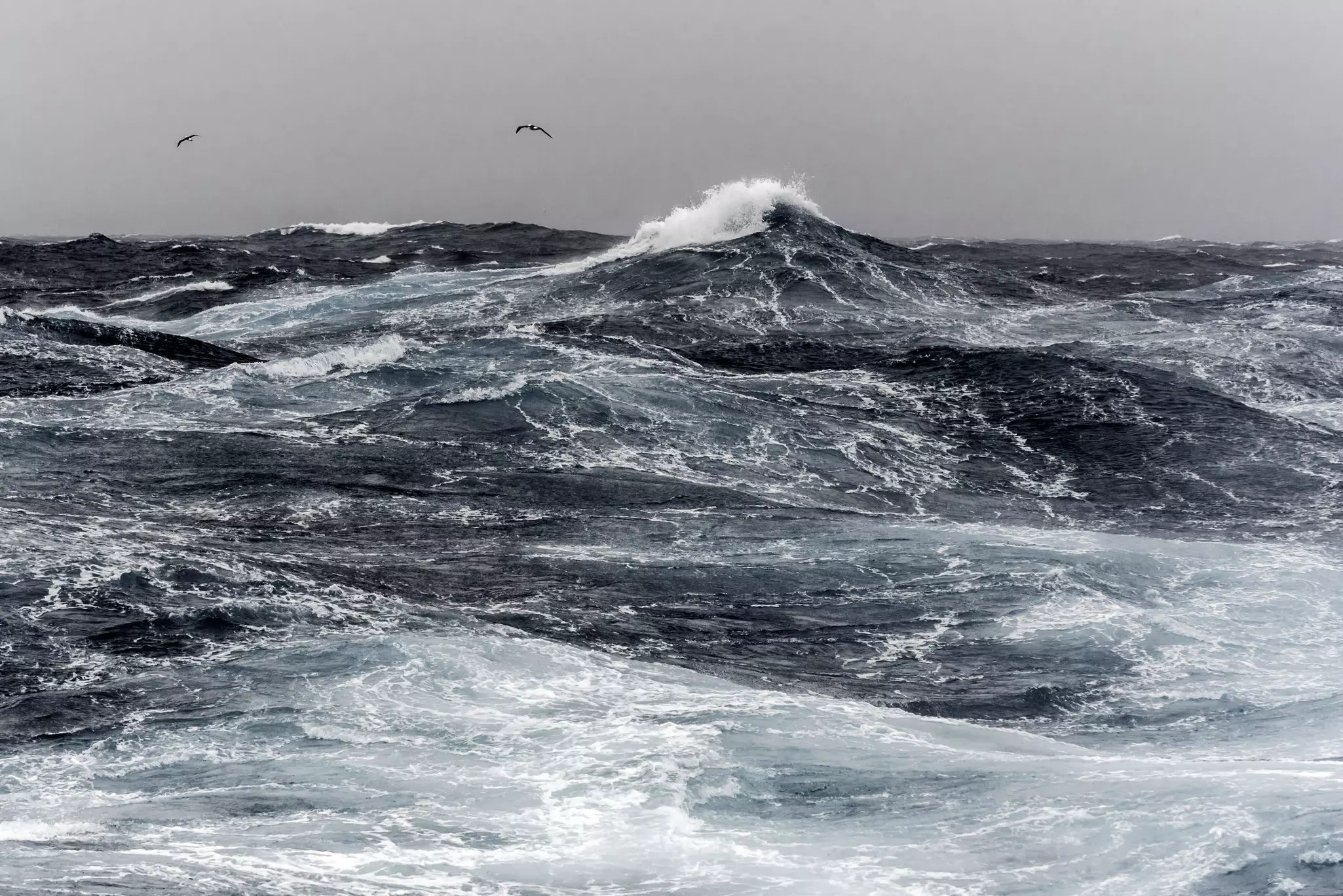 Foamy rough water in the Drake Passage.