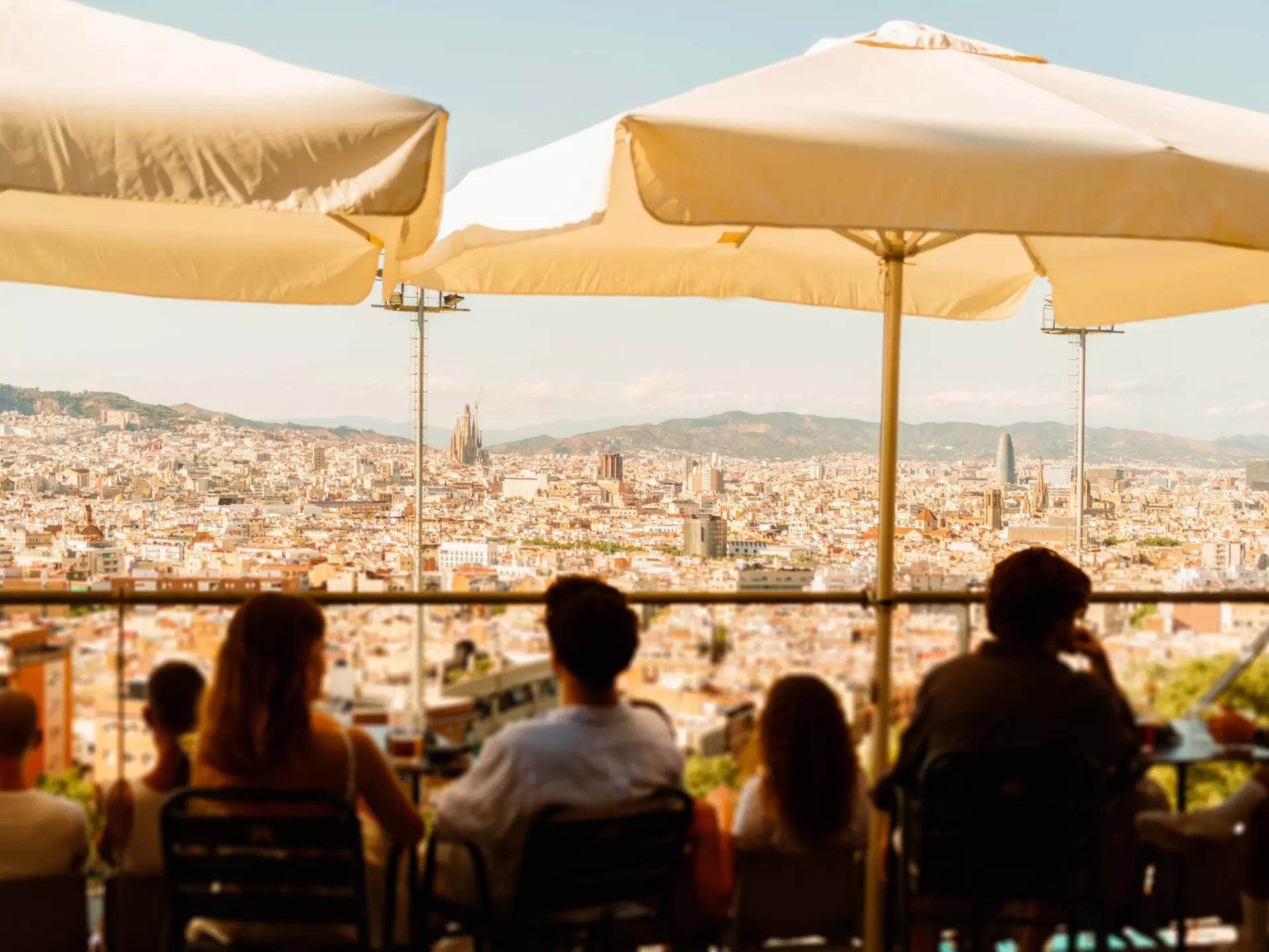 City views from a rooftop bar in Barcelona. Artur Debat/Getty Images